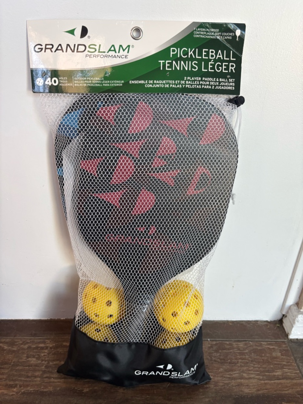 GrandSlam Pickleball Paddle Set - Black with 1 Red and 1 Blue Accent Paddle